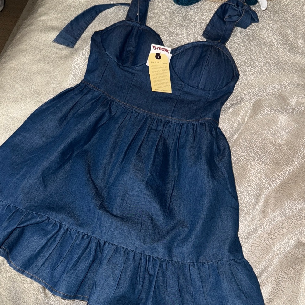 Denim Blue Dress with Ruffle Hem